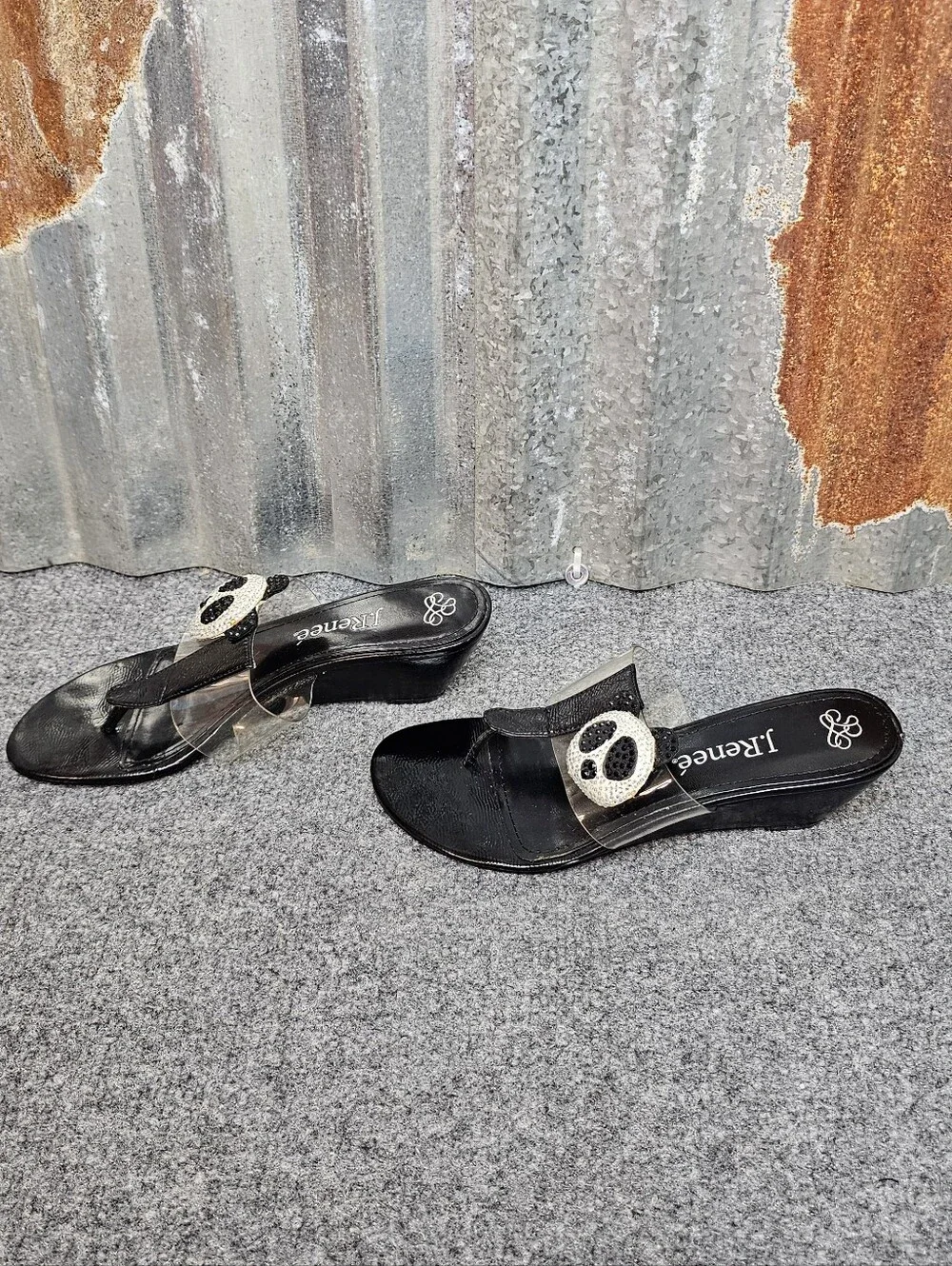 Rare Vintage J. Renee Sparkle Panda Jelly Sandals - Picture 6 of 8